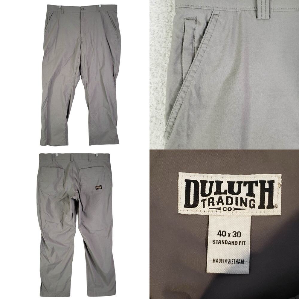 Duluth Trading Co Dry On The Fly Men 40x30 Gray Cargo Relaxed Fit Pants Stretch